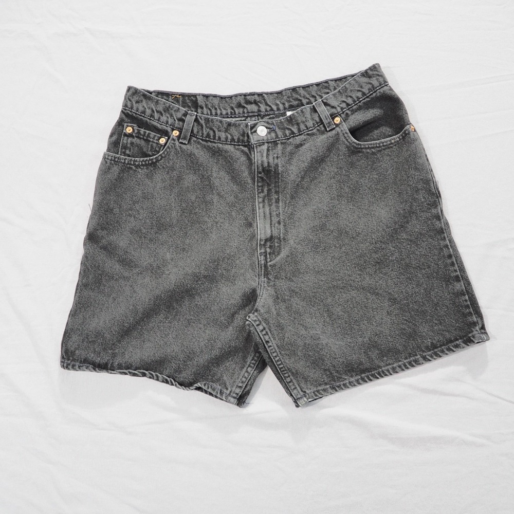 Vintage Levis Jean Shorts Womens 18 Black 90s USA Cotton Distress Grunge Goth
